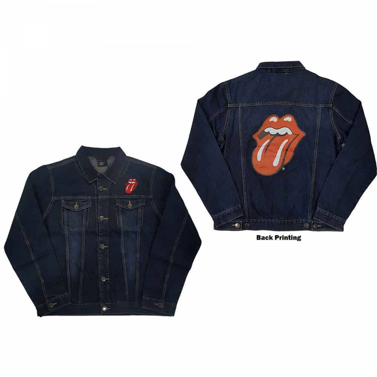 【予約商品】THE ROLLING STONES Unisex Denim Jacket: Classic Tongue (Denim Blue) (Back Print) - DENIM BLUE