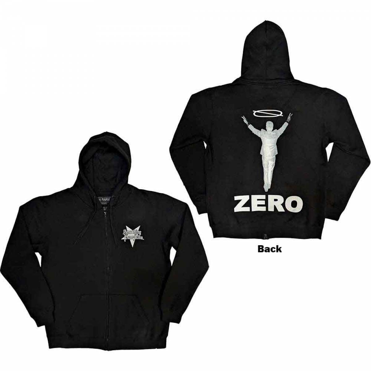 【予約商品】THE SMASHING PUMPKINS Unisex Zipped Hoodie: Zero Halo (Black) (Back Print) - BLACK