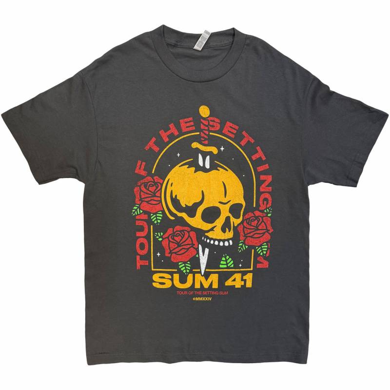 【予約商品】Sum 41 バンドTシャツ ユニセックス: Tour '24 Pt.2 Skull & Roses (Charcoal Grey) (Ex-Tour)
