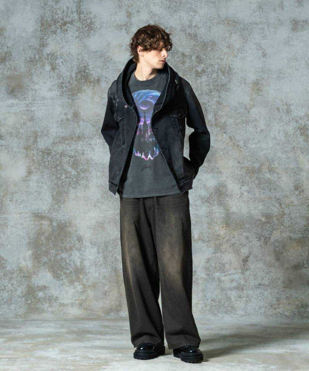 美品】 glamb デニム サルエル テーパード ブラック 人気カラー