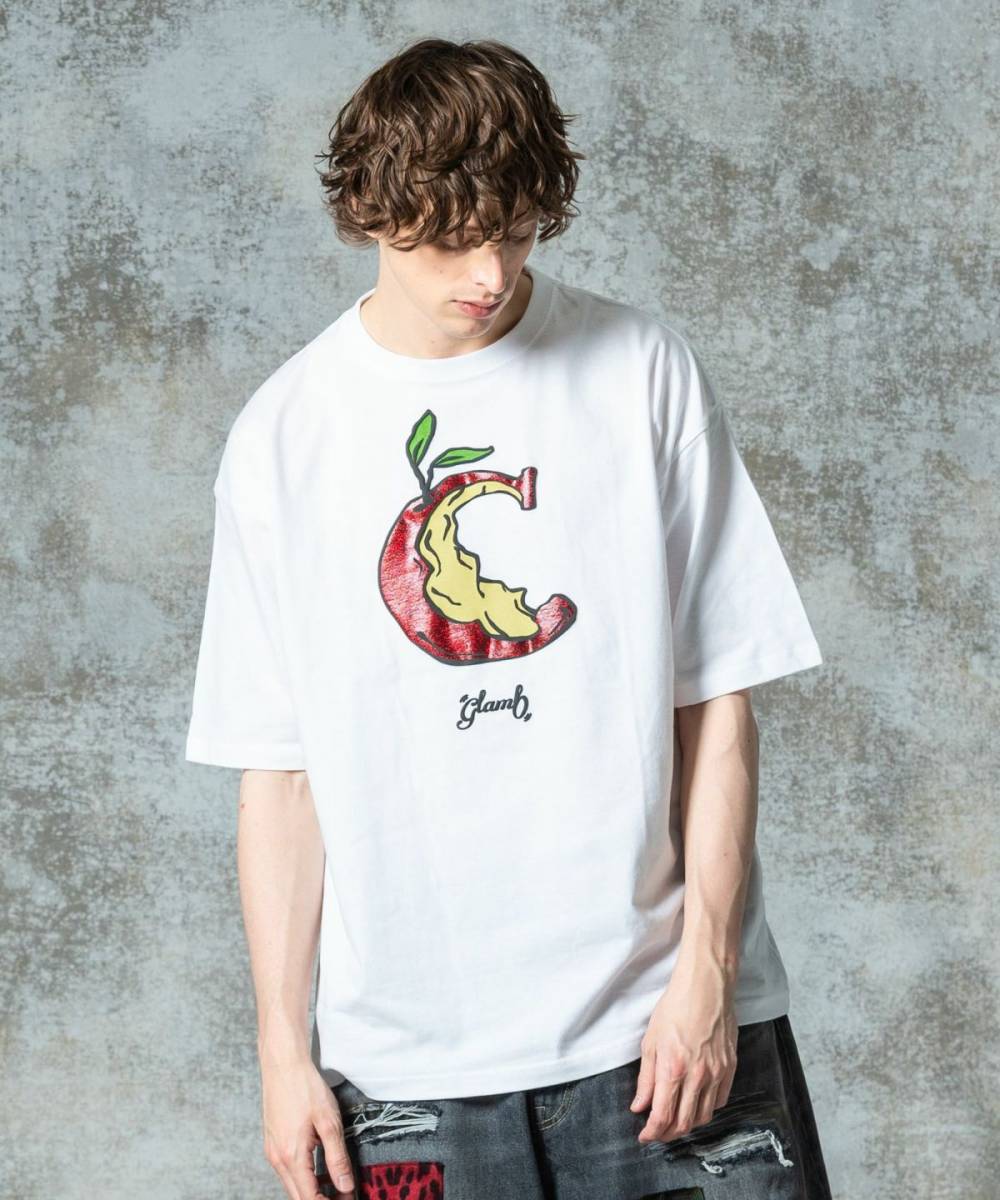 【予約商品】glamb(グラム)GB0325/CS06 : Glitter Eaten Apple T-shirt - White