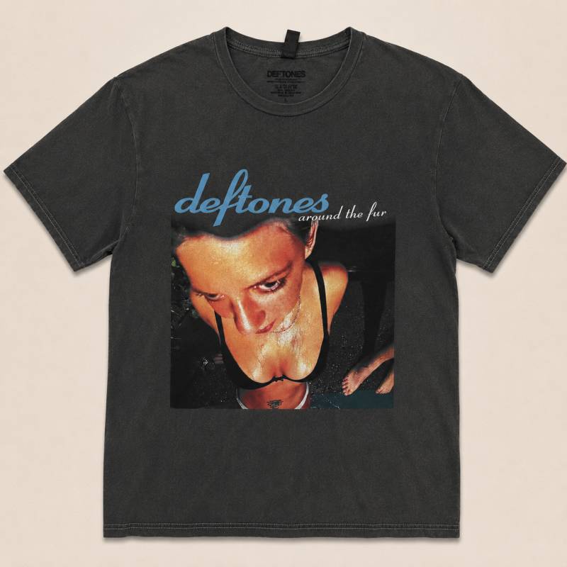 DEFTONES Unisex Stone Wash バンドTシャツ: Around The Fur (Charcoal Grey)