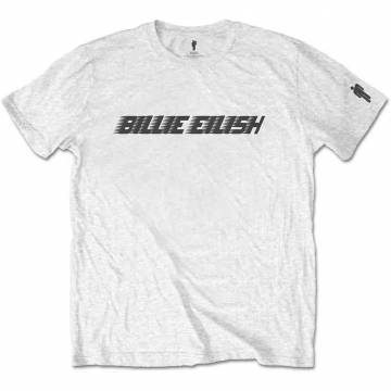 【予約商品】BILLIE EILISH バンドTシャツ ユニセックス: Black Racer Logo (White) (Sleeve Print) - WHITE