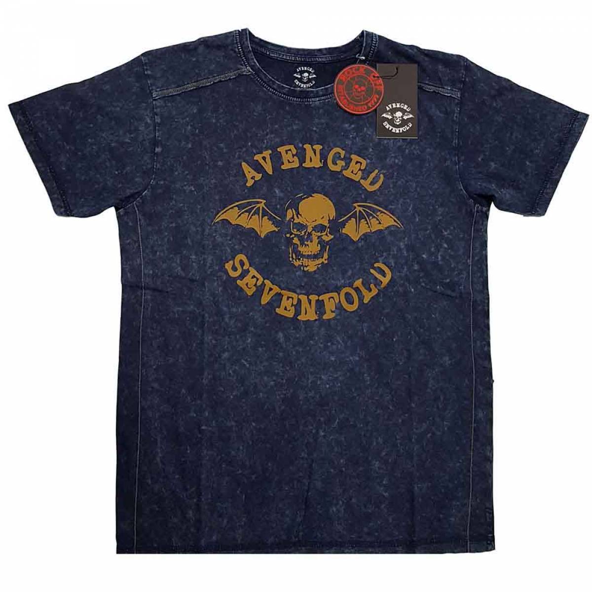 【予約商品】AVENGED SEVENFOLD バンドTシャツ ユニセックス: Logo (Navy Blue) (Wash Collection) - NAVY BLUE