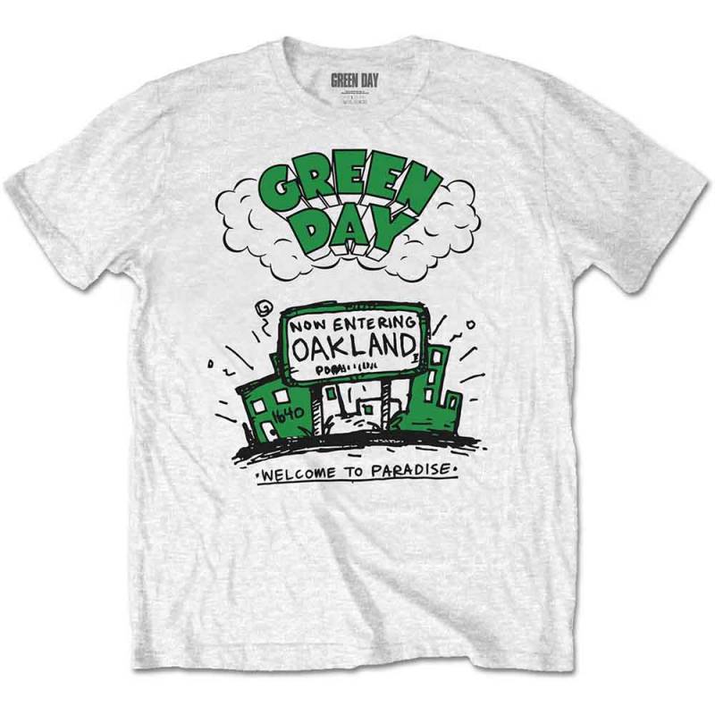 【予約商品】GREEN DAY バンドTシャツ ユニセックス: Welcome to Paradise (White) - WHITE