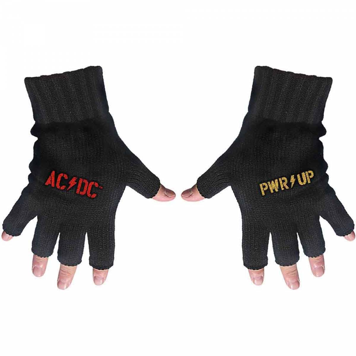 【予約商品】AC/DC Unisex Fingerless Gloves: PWR-UP Logo - BLACK