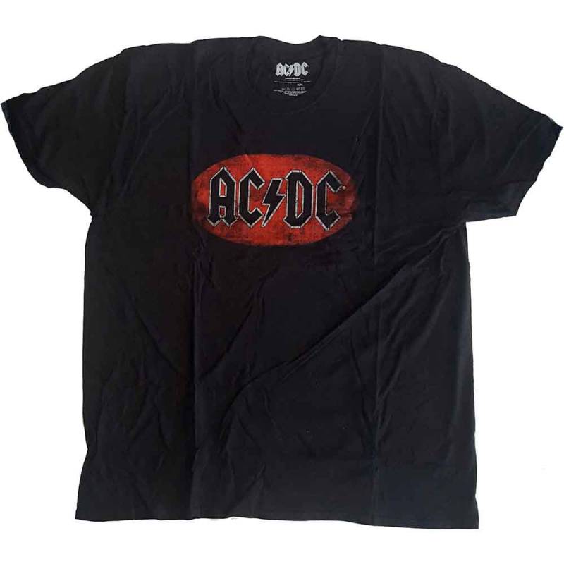 【予約商品】AC/DC バンドTシャツ ユニセックス: Oval Logo Vintage (Black) - BLACK