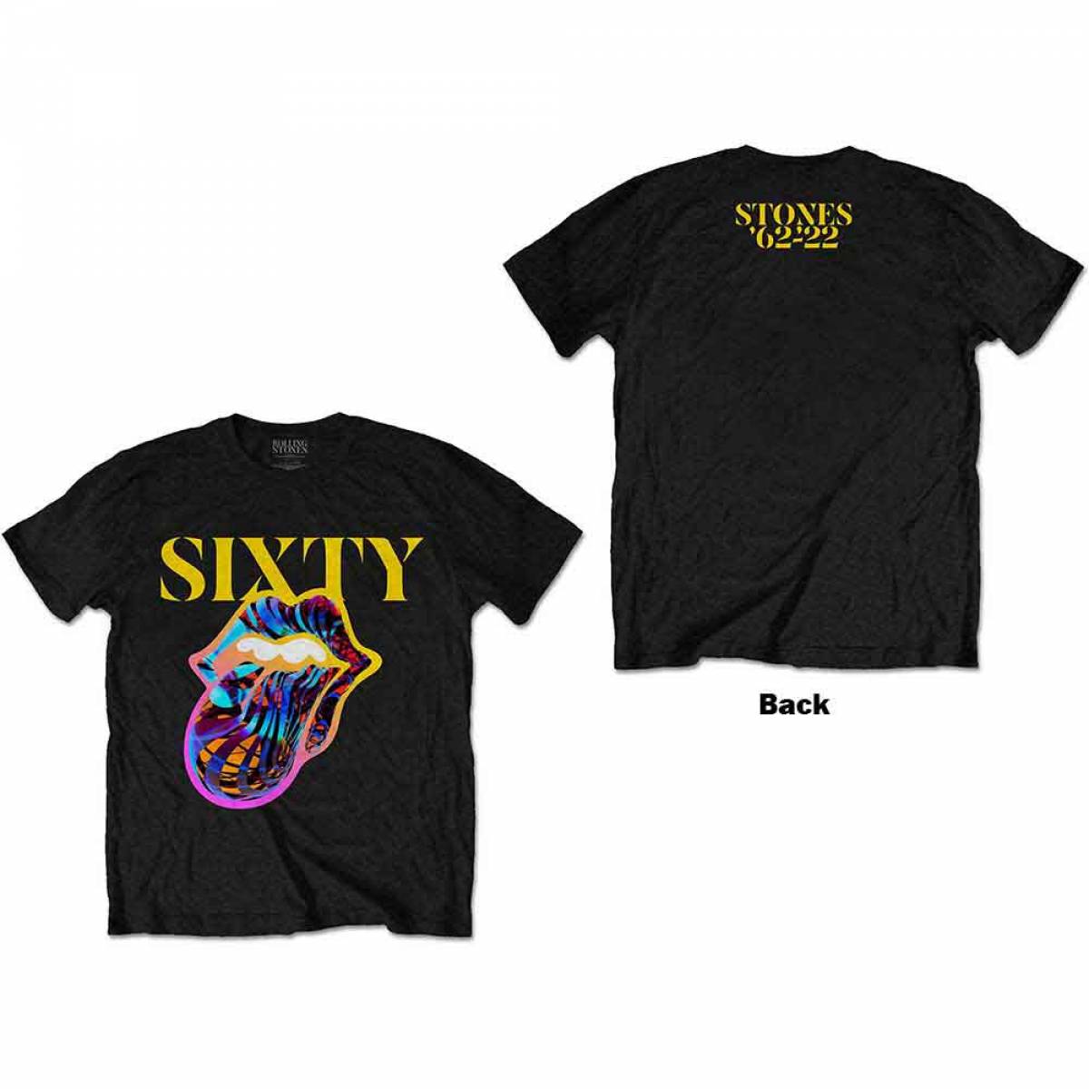 【予約商品】THE ROLLING STONES バンドTシャツ ユニセックス: Sixty Cyberdelic Tongue (Black) (Back Print) - BLACK