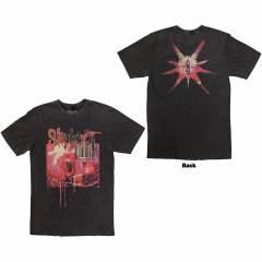 【予約商品】SLIPKNOT Unisex Stone Wash バンドTシャツ: The End, So Far Barcode (Charcoal Grey) (Back Print) - CHARCOAL GREY