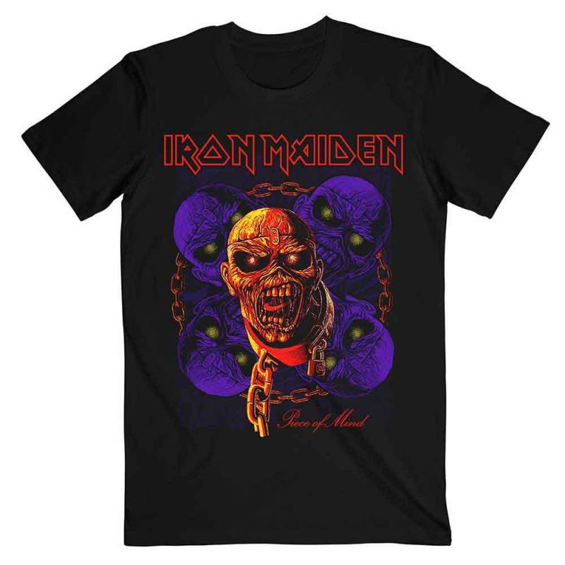 【予約商品】IRON MAIDEN バンドTシャツ ユニセックス: Piece of Mind Multi Head Eddie (Black)