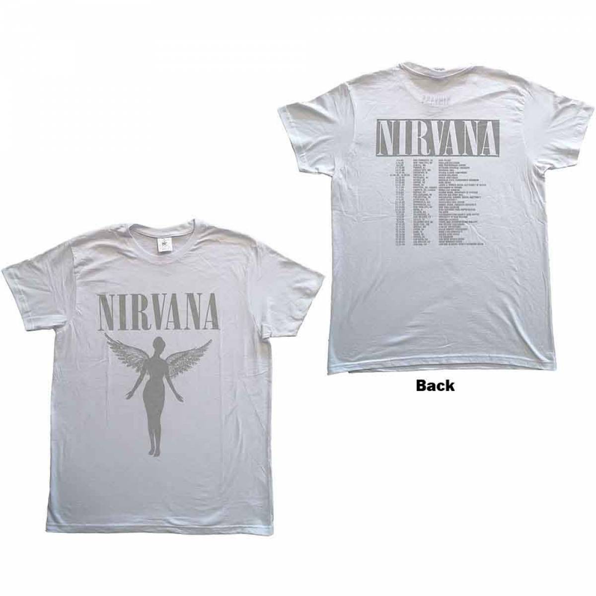 【予約商品】NIRVANA バンドTシャツ ユニセックス: In Utero Tour (White) (Back Print) - WHITE