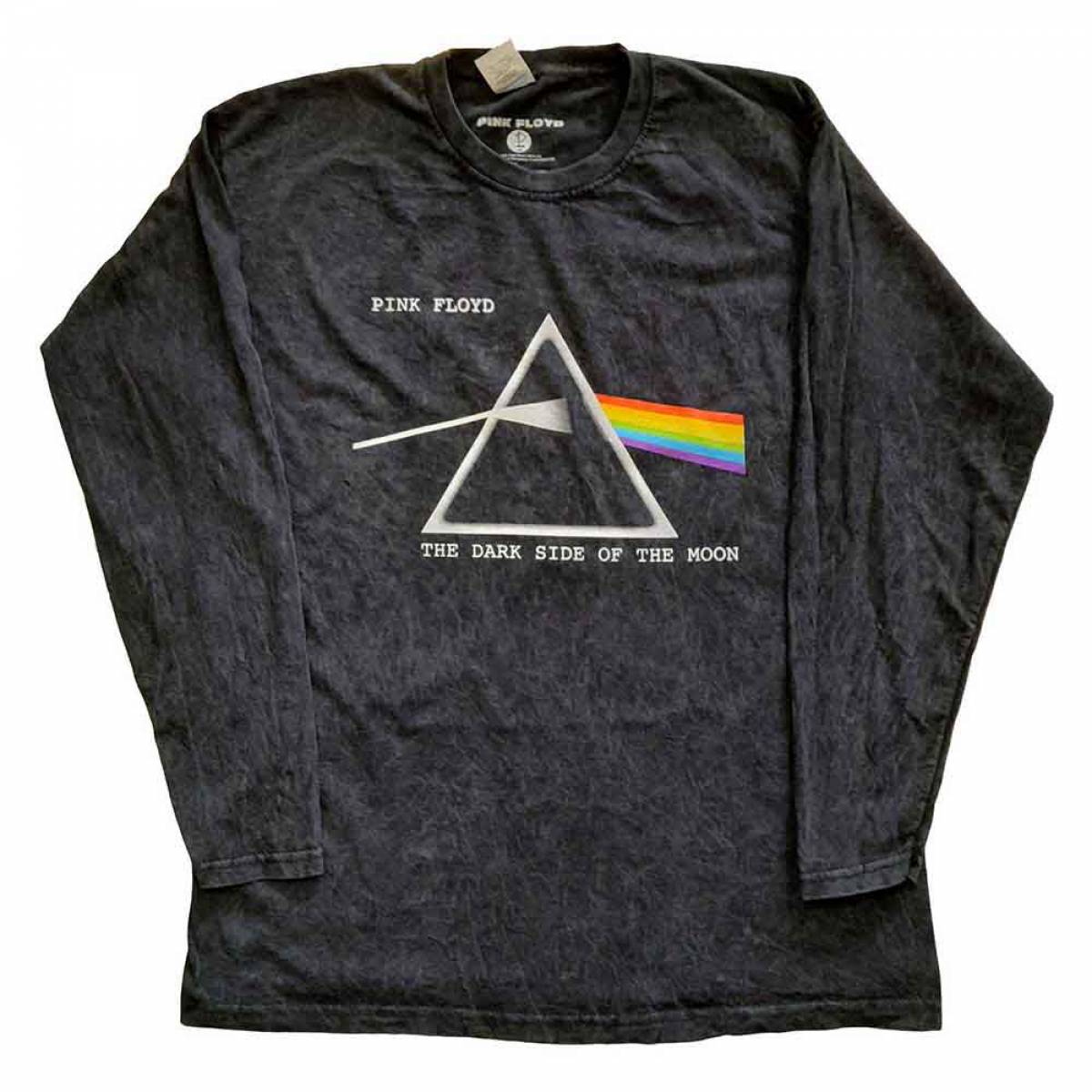 【予約商品】PINK FLOYD Unisex Long Sleeve バンドTシャツ: Dark Side Of The Moon Courier (Black) (Wash Collection) - BLACK
