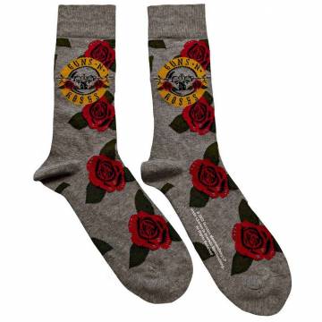 【予約商品】GUNS N' ROSES Unisex Ankle Socks: Bullet Roses (Grey) (UK Size 7 - 11) - GREY