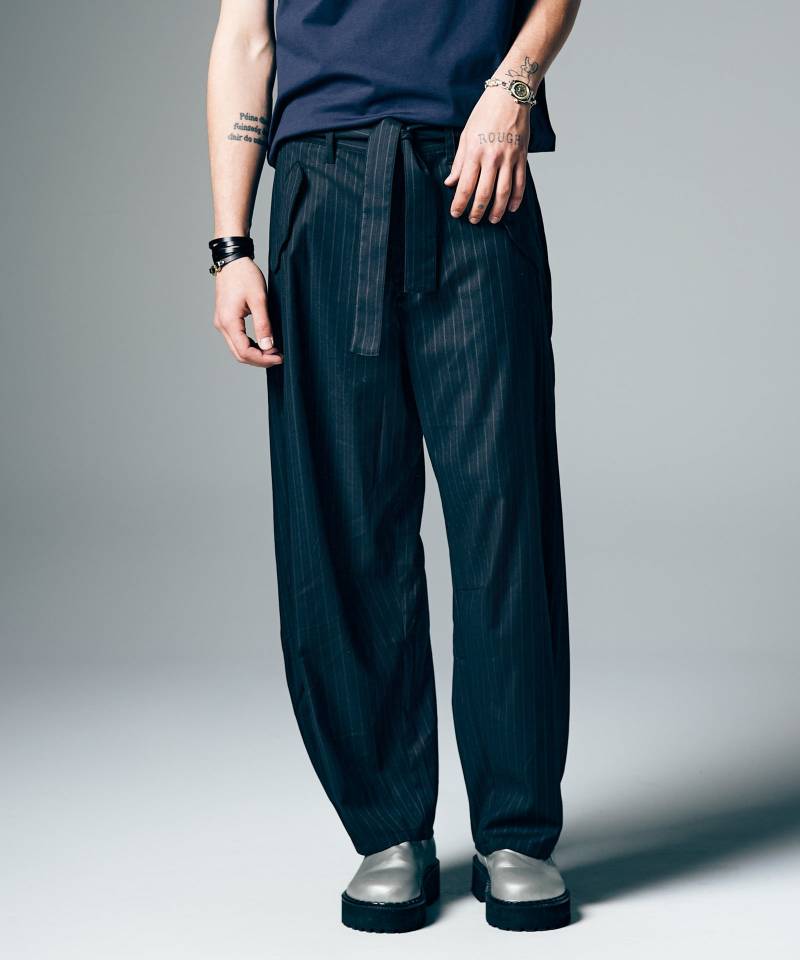 【予約商品】glamb(グラム) Barrel Belt Slacks / バレルベルトスラックス - Black