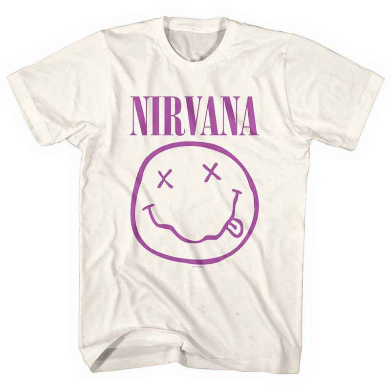 【予約商品】NIRVANA バンドTシャツ ユニセックス: Purple Happy Face (Natural)