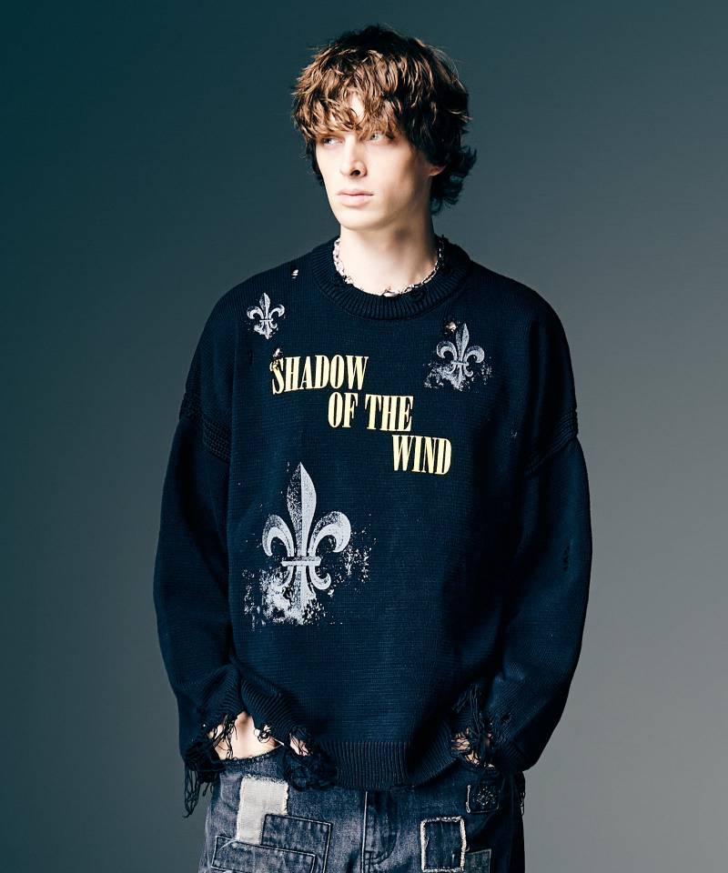 【予約商品】glamb(グラム) Sacred Damage Knit / セイクリッドダメージニット - Black