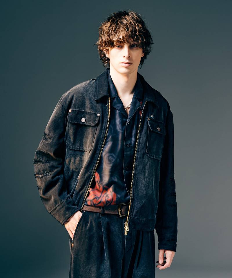 【予約商品】glamb(グラム)Damage Craft Blouson / ダメージクラフトブルゾン - Black