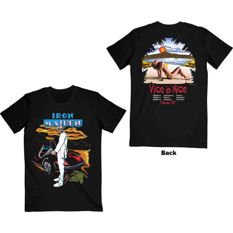 【予約商品】IRON MAIDEN バンドTシャツ ユニセックス: Vice Is Nice (Black) (Back Print)