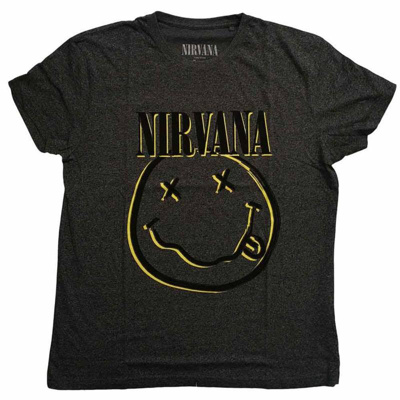 【予約商品】NIRVANA バンドTシャツ ユニセックス: Inverse Happy Face (Brindle)