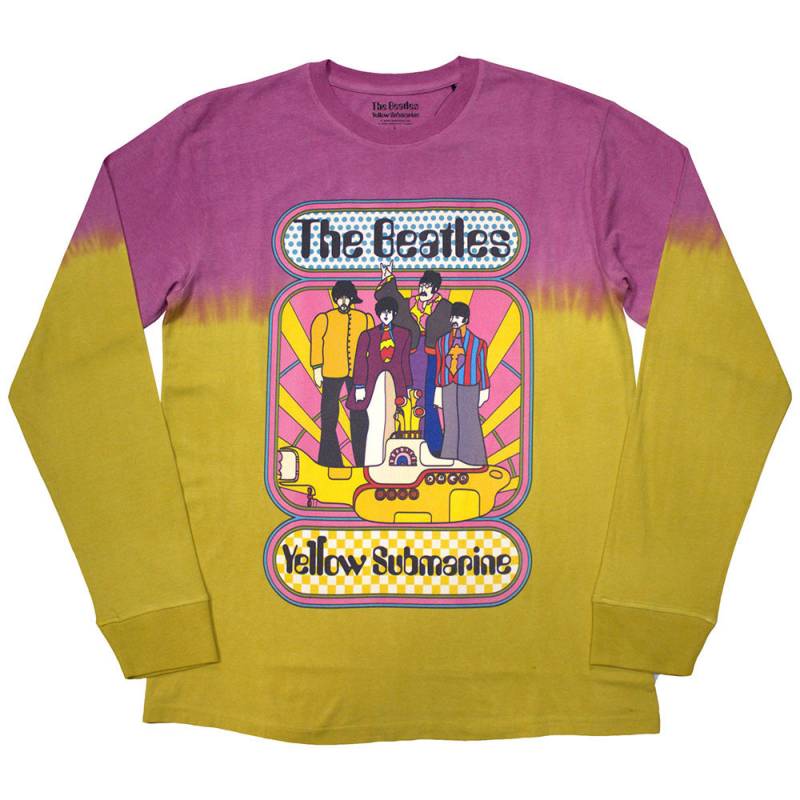 【予約商品】THE BEATLES Unisex Long Sleeve バンドTシャツ: Yellow Submarine Band Frame (Yellow) (Wash Collection)