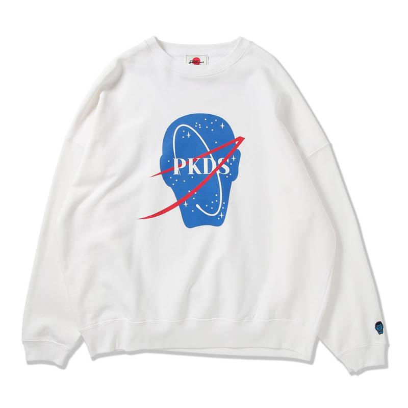 【予約商品】PUNK DRUNKERS (パンク・ドランカーズ) 宇宙BIGトレーナー - WHITE