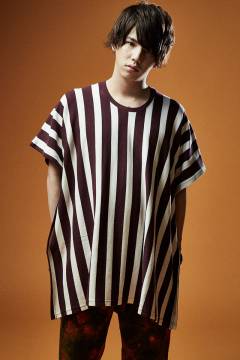 Zephyren(ゼファレン)PONCHO BIG STRIPE TEE S/S WHITE / BURGUNDY