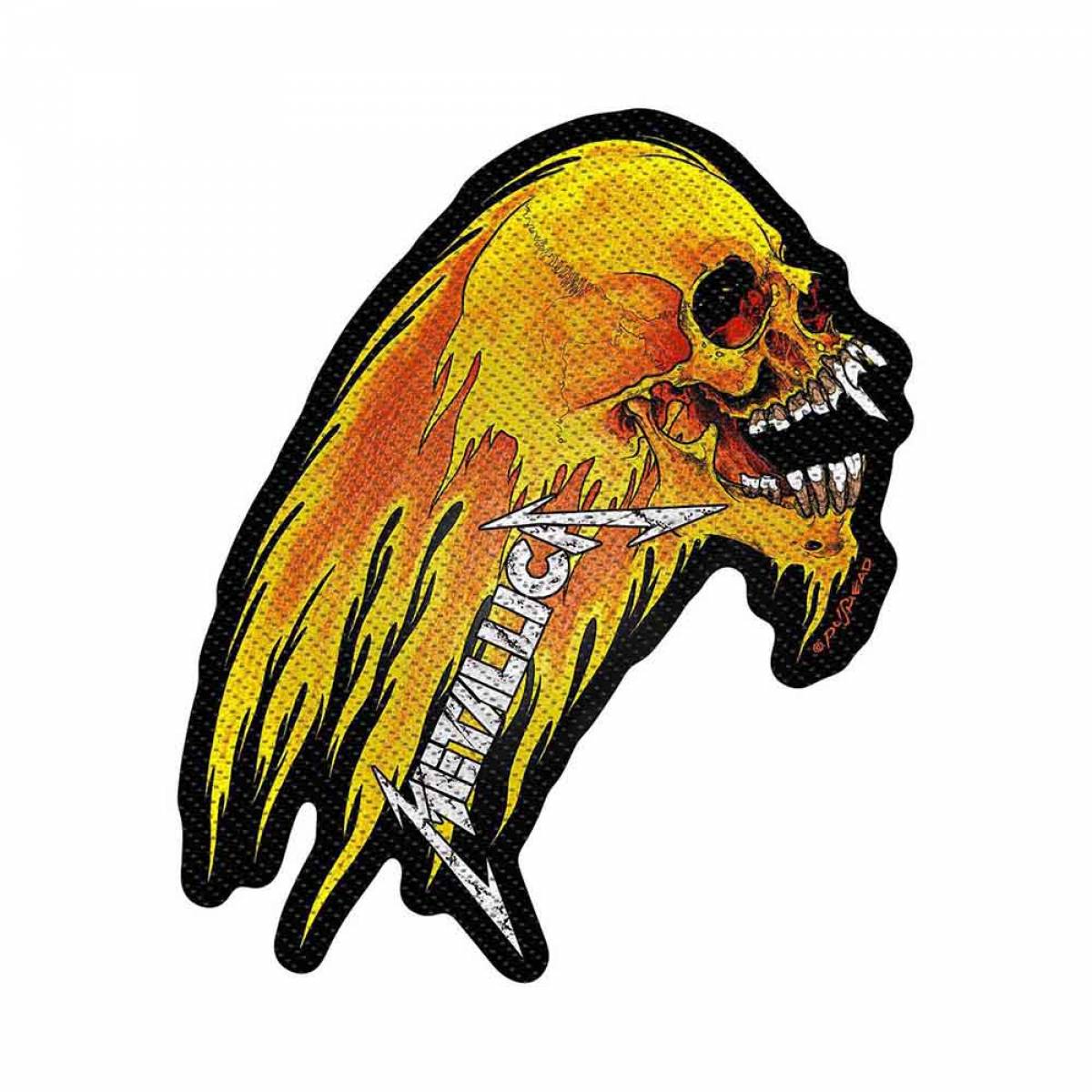 【予約商品】METALLICA Woven Patch: Flaming Skull Cut-Out (Standard)