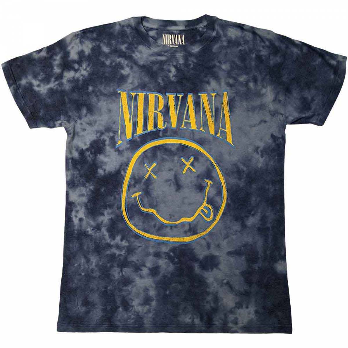 【予約商品】NIRVANA ユニセックスTシャツ: Happy Face Blue Stroke (Wash Collection)