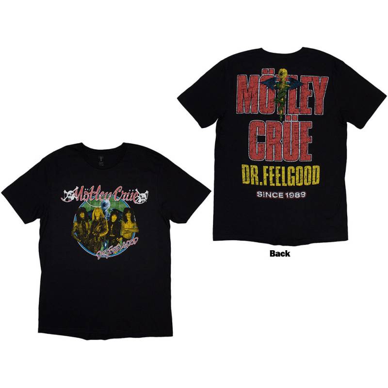 【予約商品】MOTLEY CRUE バンドTシャツ ユニセックス: Dr Feelgood Circle Photo 1 (Black) (Back Print)