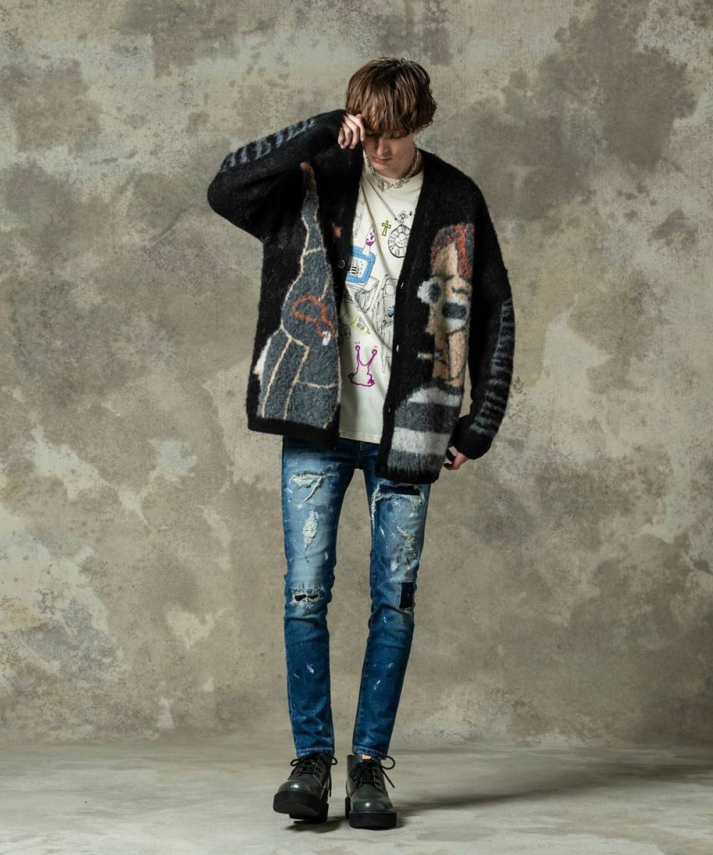 glamb(グラム)GB0125/KNT02 : Weeping Man Cardigan / ウィー glamb(グラム)GB0125/KNT02 : Weeping Man Cardigan / ウィー