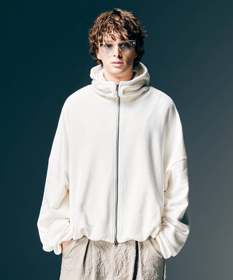 【予約商品】glamb(グラム)Balloon Zip Up Hoodie / バルーンジップアップフーディー - White