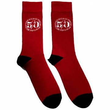 【予約商品】AC/DC Unisex Ankle Socks: 50th Logo (Red) (UK Size 6 - 11) - RED