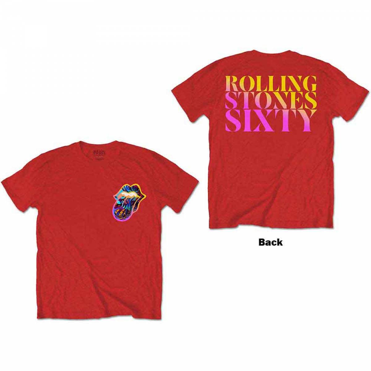 【予約商品】THE ROLLING STONES バンドTシャツ ユニセックス: Sixty Gradient Text (Red) (Back Print) - RED