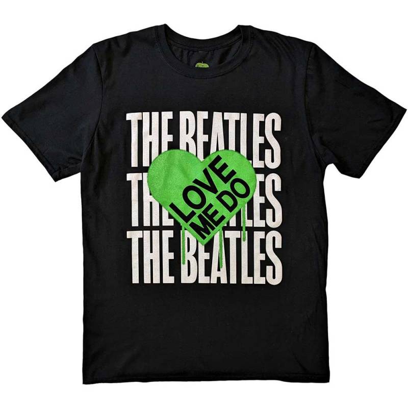 【予約商品】THE BEATLES バンドTシャツ ユニセックス: Love Me Do Graffiti Heart (Black)