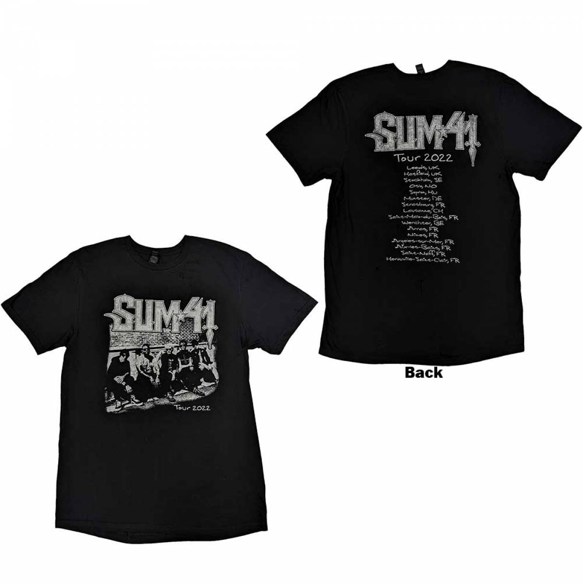 【予約商品】SUM 41 ユニセックスTシャツ: Band Photo European Tour 2022 (Back Print & Ex-Tour)