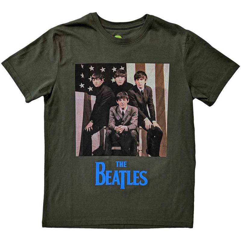 【予約商品】THE BEATLES バンドTシャツ ユニセックス: US Flag Photo (Green)