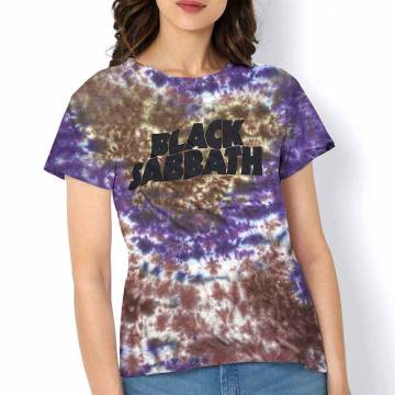 【予約商品】BLACK SABBATH バンドTシャツ ユニセックス: Wavy Logo (Wash Collection) - PURPLE, BROWN