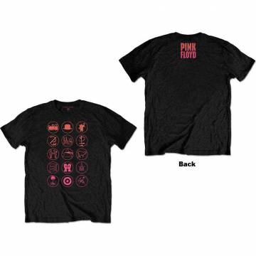 【予約商品】PINK FLOYD バンドTシャツ ユニセックス: Symbols (Black) (Back Print) - BLACK