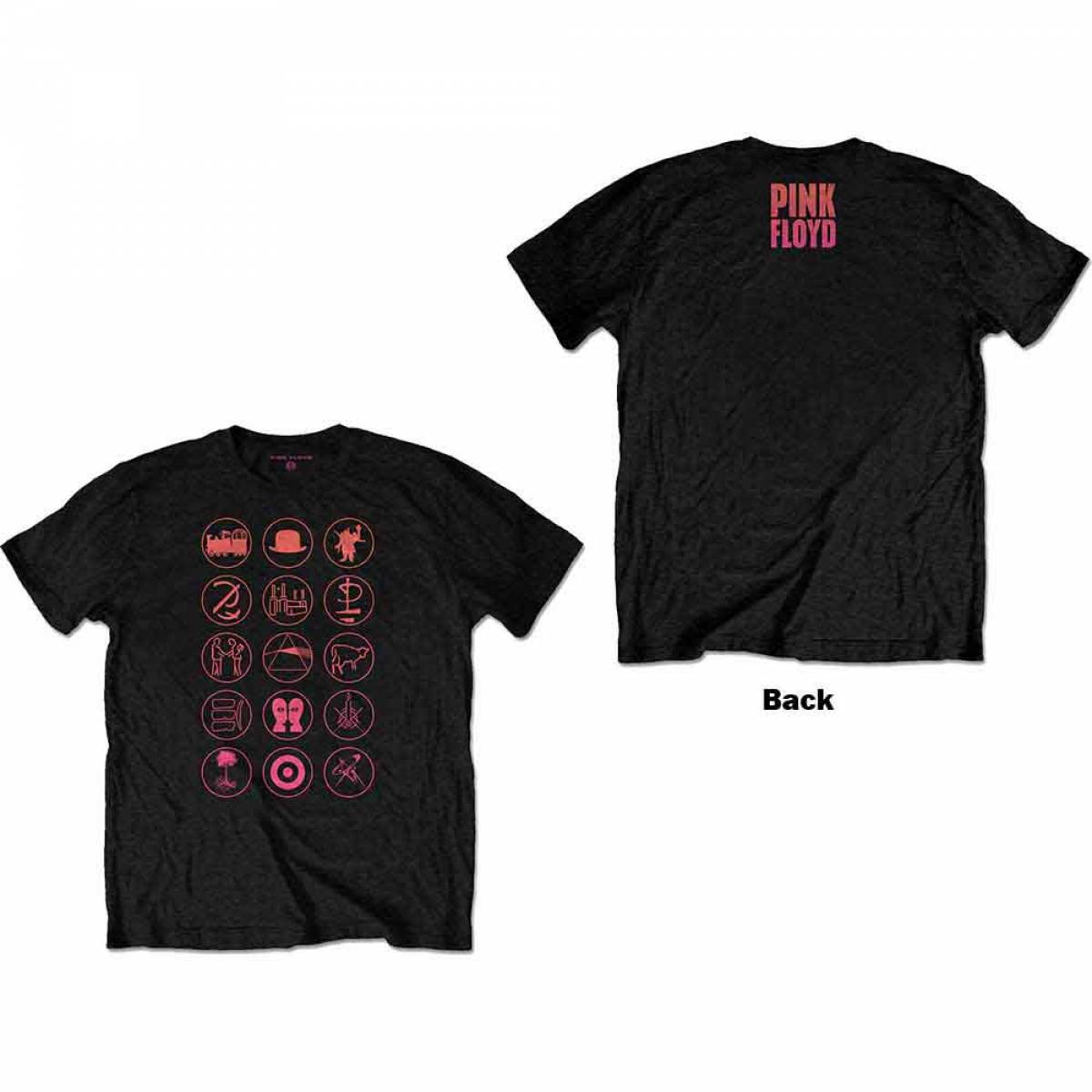 【予約商品】PINK FLOYD バンドTシャツ ユニセックス: Symbols (Black) (Back Print) - BLACK