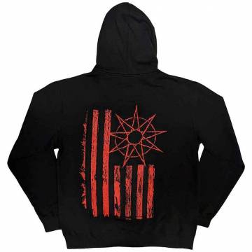 【予約商品】SLIPKNOT Unisex Zipped Hoodie: 9-Point Flag (Back Print) - BLACK