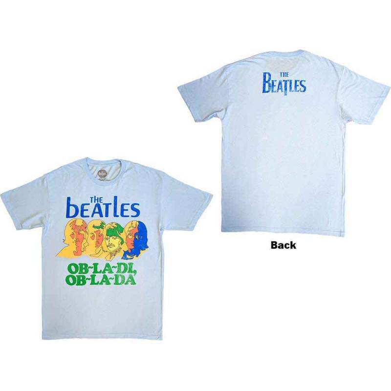 【予約商品】THE BEATLES バンドTシャツ ユニセックス: Vintage Ob La Di (Pale Blue) (Back Print)