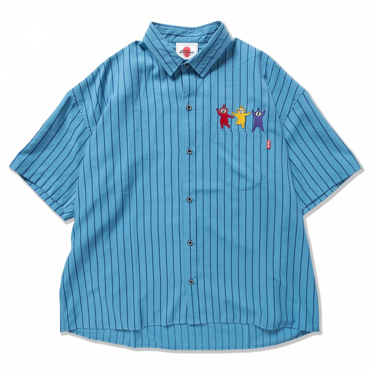 【予約商品】PUNK DRUNKERS (パンクドランカーズ) 妖精ストライプシャツ - BLUE