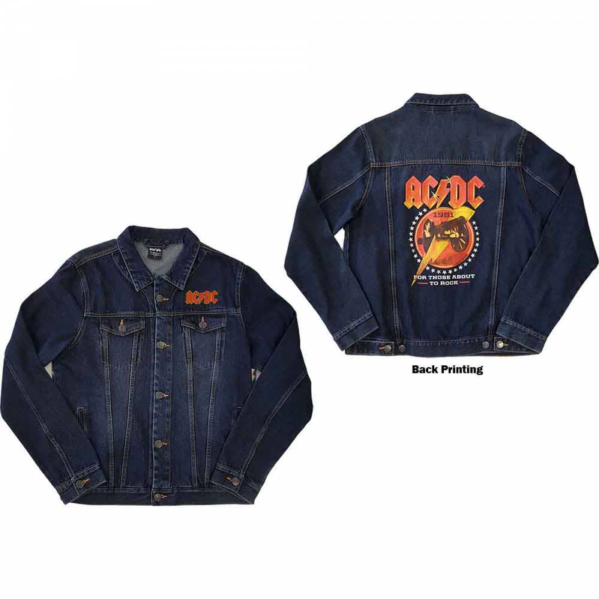 【予約商品】AC/DC Unisex Denim Jacket: About To Rock (Denim Blue) (Back Print) - DENIM BLUE