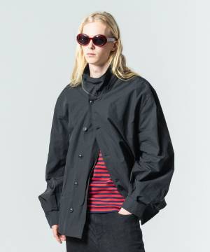【予約商品】glamb(グラム)GB0225/SH12 : Deformed Stand Collar Shirt / デフォームスタンドカラーシャツ - Black