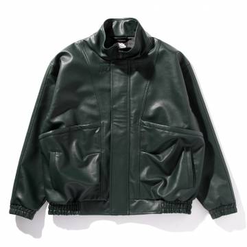 【予約商品】PUNK DRUNKERS (パンクドランカーズ)反区PUレザーJKT - D.GREEN