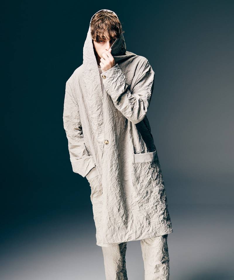 【予約商品】glamb(グラム) Crinkle Shawl Collar Coat / クリンクルショールカラーコート - Beige