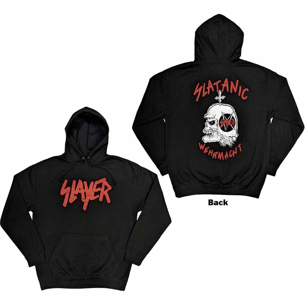 【予約商品】SLAYER Unisex Pullover Hoodie: Slatanic (Black) (Back Print) - BLACK