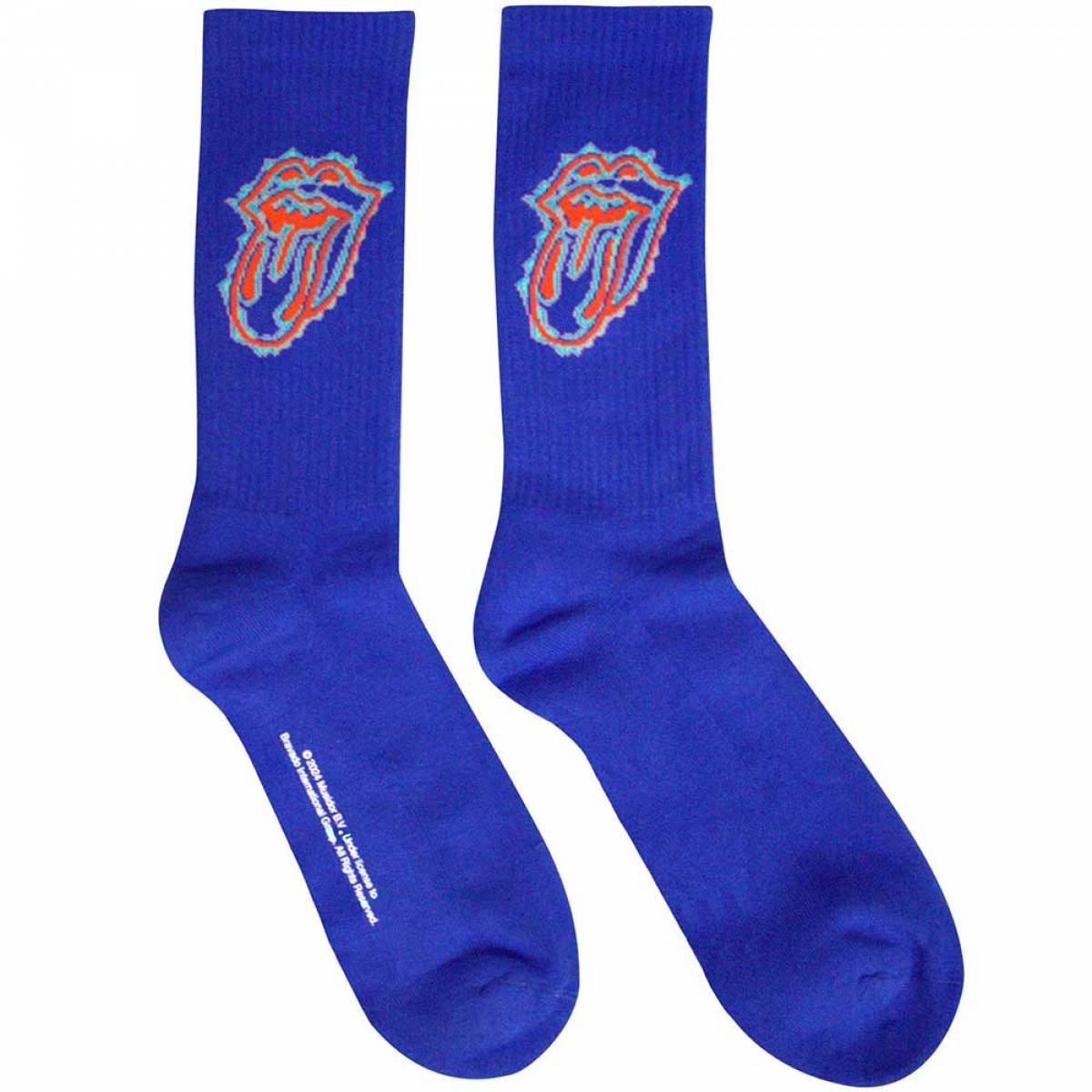 【予約商品】THE ROLLING STONES Unisex Terry Socks: Doodle Tongue (Blue) (UK Size 7 - 11) - BLUE