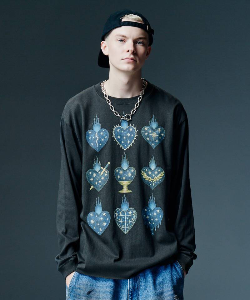 【予約商品】glamb(グラム) Sacred Heart Cutsew / セイクリッドハートカットソー - Charcoal