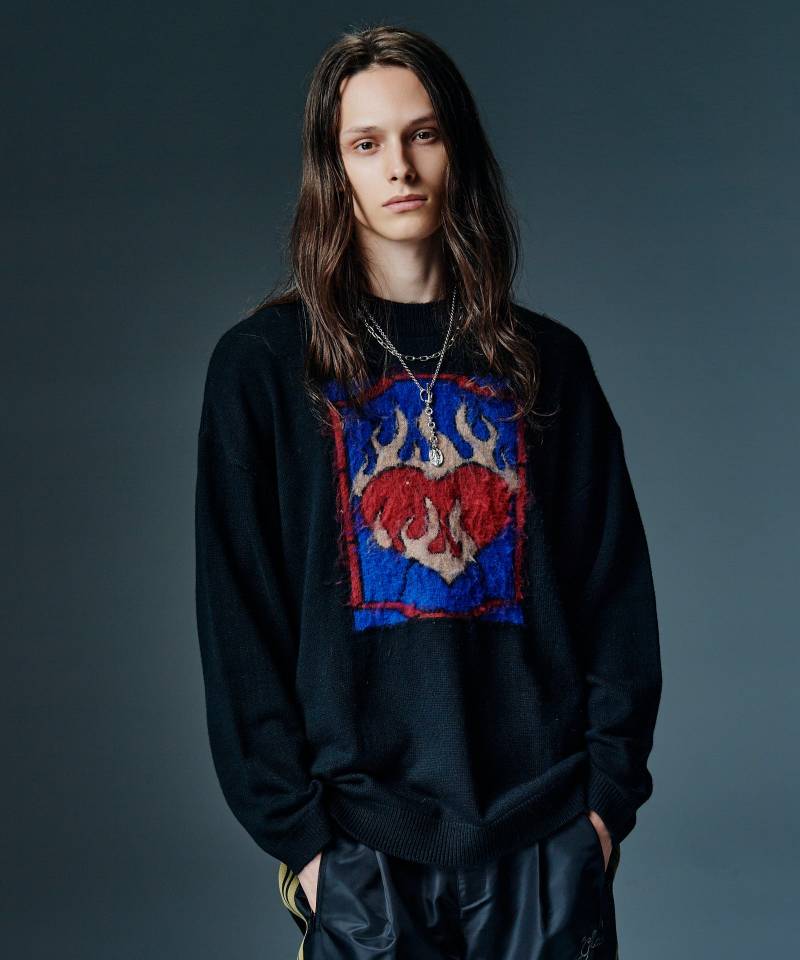 【予約商品】glamb(グラム) Jacquard Pullover Knit / ジャガードプルオーバーニット - Black